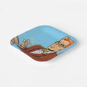 Comic Man met een mobiele telefoon Papieren Bordje (Gebogen)