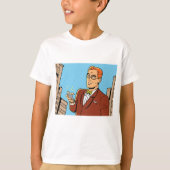 Comic Man met een mobiele telefoon T-shirt (Voorkant)