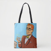 Comic Man met een mobiele telefoon Tote Bag (Voorkant)