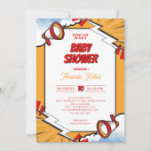 Comic Megaphone Baby shower Invitation Kaart (Voorkant)