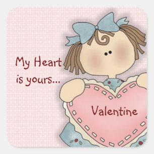 Comic meisje mijn hart Valentijnsdag Stickers