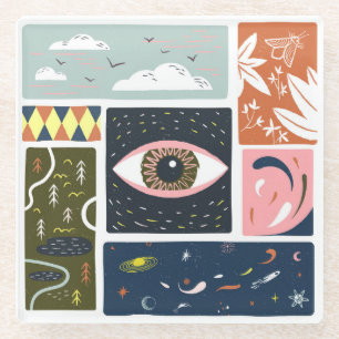 Comic Natuur Space: herfstillustratie Glazen Onderzetter