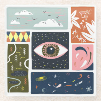 Comic Natuur Space: herfstillustratie Glazen Onderzetter