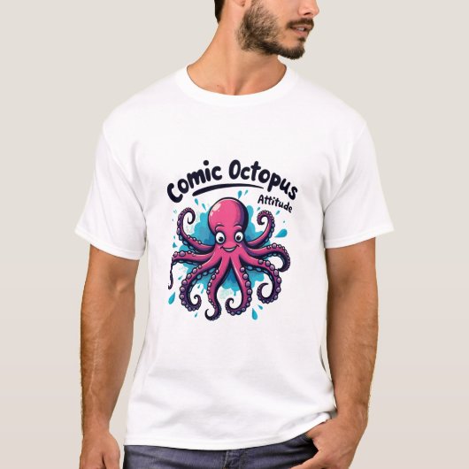 Comic Octopus: Leuke en eigenzinnige Zee Levenshou T-shirt (Voorkant)
