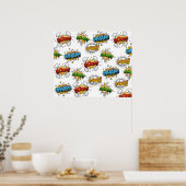 Comic Onomatopoeia Speech Bubbles Boom Wham Bang B Poster (Keuken)