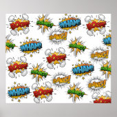 Comic Onomatopoeia Speech Bubbles Boom Wham Bang B Poster (Voorkant)