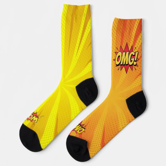Comic Oranje OMG Yellow WOW Sokken (Links)