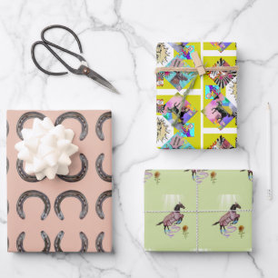 Comic paarden wikkelen papieren vellen