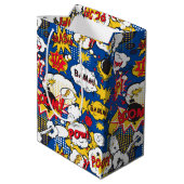 Comic Pattern Gift Bag Medium Cadeauzakje (Achterkant Gekanteld)