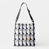 Comic Penguin: zwart wit  Crossbody Tas (Achterkant)
