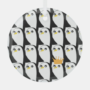Comic Penguin: zwart wit  Glas Ornament