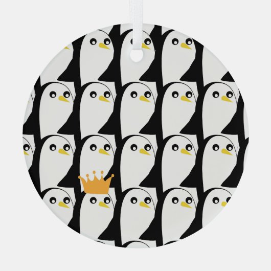 Comic Penguin: zwart wit Glas Ornament (Achterkant)