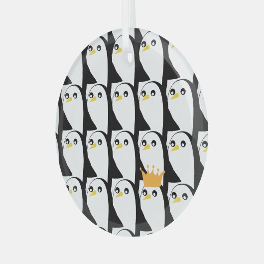 Comic Penguin: zwart wit  Glas Ornament (Voorkant links)