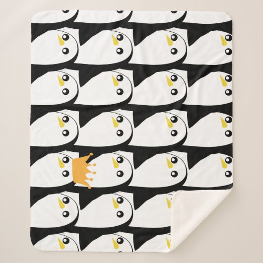 Comic Penguin: zwart wit  Sherpa Deken (Voorkant)