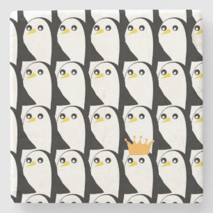 Comic Penguin: zwart wit Stenen Onderzetter