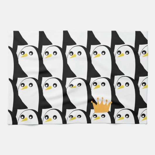 Comic Penguin: zwart wit Theedoek (Horizontaal)