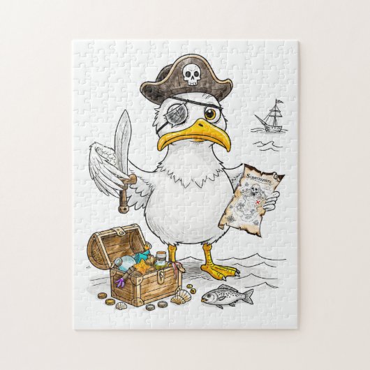 Comic Pirate Bird Treasure Hunt Legpuzzel (Verticaal)