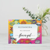 Comic Pop Art Amazing Bloemenmeisje Card (Staand voorkant)