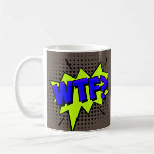 Comic Pop Art Blue Green WTF Novelty Funny Koffiemok