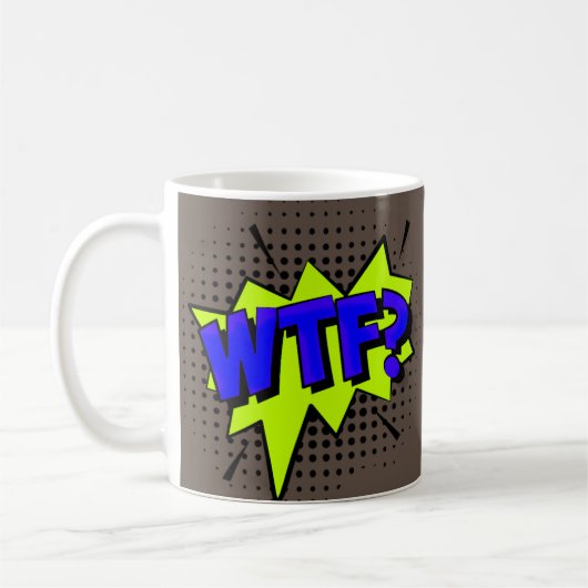 Comic Pop Art Blue Green WTF Novelty Funny Koffiemok (Links)