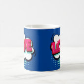 Comic Pop Art Blue Pink LOVE Novelty Funny Koffiemok (Center)