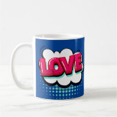 Comic Pop Art Blue Pink LOVE Novelty Funny Koffiemok (Links)