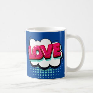 Comic Pop Art Blue Pink LOVE Novelty Funny Koffiemok