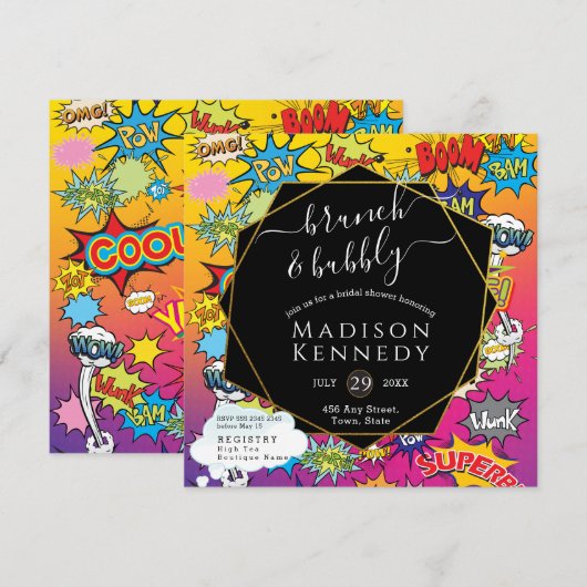 Comic Pop Art 💥🎨 brunch Trouwdouche Kaart (Voorkant / Achterkant)