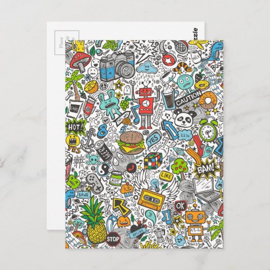 Comic Pop art Doodle Briefkaart (Voorkant / Achterkant)