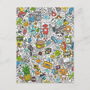 Comic Pop art Doodle Briefkaart
