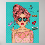 Comic Pop Art Girl Poster<br><div class="desc">Dit verbluffende stuk kunst toont een meisje in een roze jurk en grote hartvormige schoppen. Ideaal voor verjaardagsgeschenken,  vakantiecadeaus en cadeaus voor huisopwarming. Deze poster kunst is een geweldige wanddecor voor thuis,  kantoor,  werk,  woonkamer,  keuken,  eetkamer,  slaapkamer en badkamer.</div>