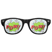Comic Pop Art Green Red POW Novelty Fun Joke Retro Zonnebril (Voorkant)