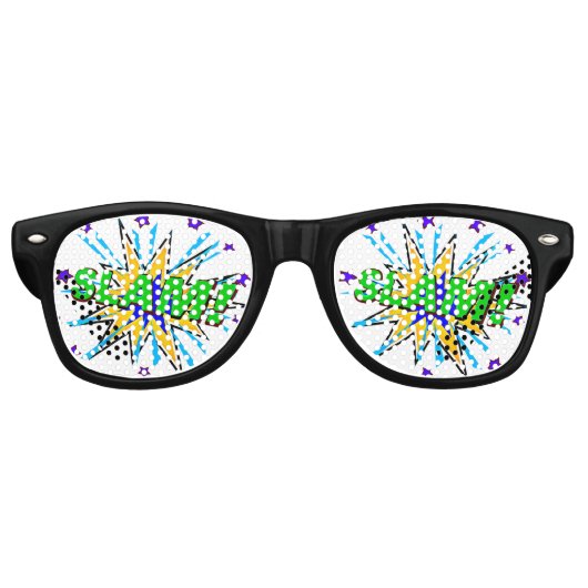 Comic Pop Art Green Yellow SLAM Novelty Joke Retro Zonnebril (Voorkant)