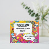 Comic Pop Art 💥🎨 Huwelijksgraffiti Bewaar de dat Aankondigingskaart (Staand voorkant)