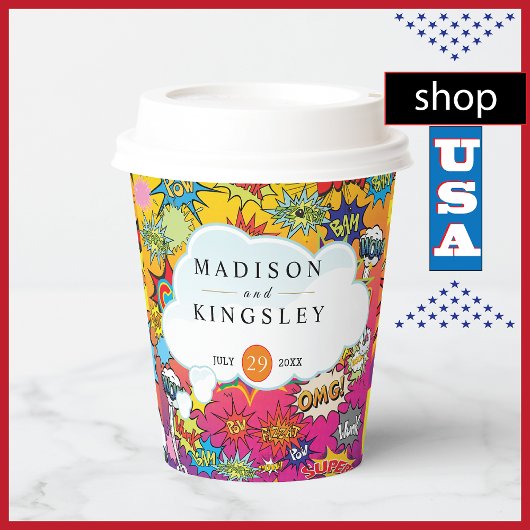 Comic Pop Art 💥🎨 Huwelijksgraffiti Papieren Bekers