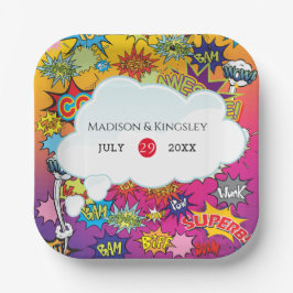 Comic Pop Art 💥🎨 Huwelijksgraffiti Papieren Bordje