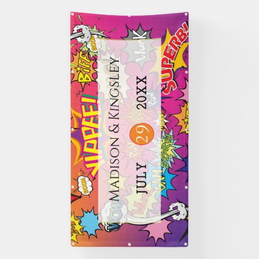 Comic Pop Art 💥🎨 Huwelijksgraffiti Spandoek (Verticaal)