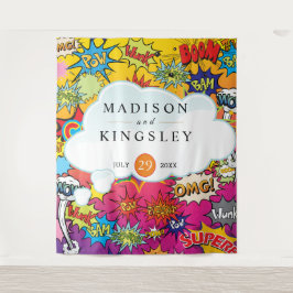 Comic Pop Art 💥🎨 Huwelijksgraffiti Wandkleed