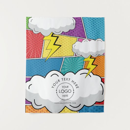 Comic Pop Art Logo Pop Up Winkel Tafel Runner Sign Wandkleed (Voorkant)