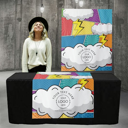 Comic Pop Art Logo Pop Up Winkel Tafel Runner Sign Wandkleed