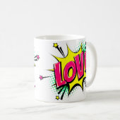 Comic Pop Art Paars Yellow LOVE Novelty Funny Koffiemok (Voorkant rechts)