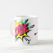 Comic Pop Art Paars Yellow LOVE Novelty Funny Koffiemok (Voorkant links)