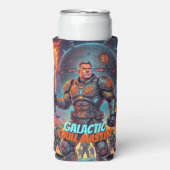 Comic Pop Art Space BBQ Galactische Grillmeester Seltzer Blikjeskoeler (Seltzer Voorkant)