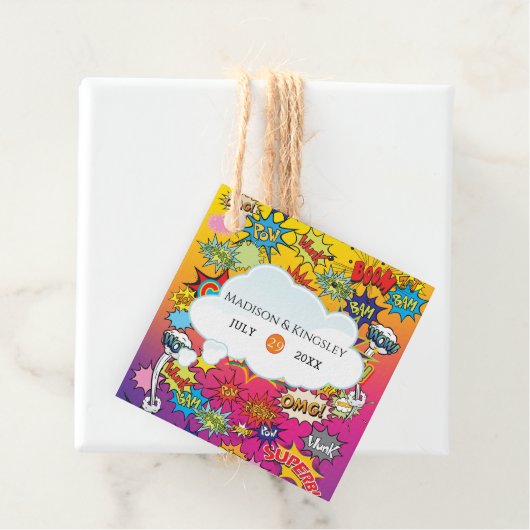 Comic Pop Art Speech Bubble Retro Bedankjes Labels (In situ)