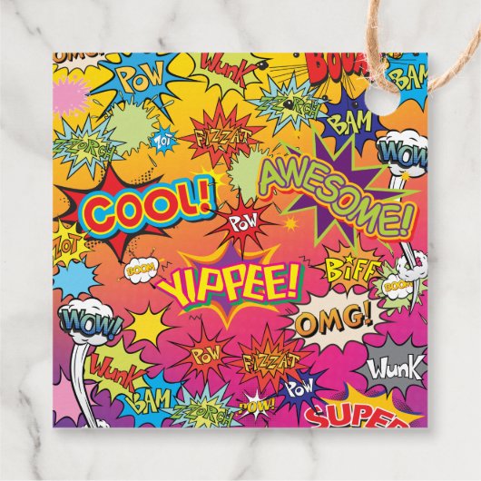 Comic Pop Art Speech Bubble Retro Bedankjes Labels (Achterkant)