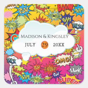 Comic Pop Art 💥🎨 Speech Bubble Retro Graffiti Vierkante Sticker