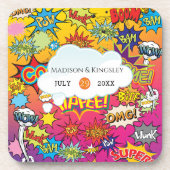 Comic Pop Art 💥🎨 Speech Bubble Wedding Graffiti Bier Onderzetter (Voorkant)
