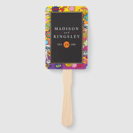 Comic Pop Art Speech Bubble Wedding Hand Fan Handwaaier