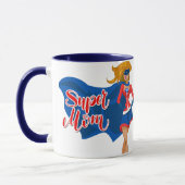 Comic Pop Art Super Moeder in een Cape Mok (Links)
