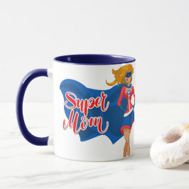 Comic Pop Art Super Moeder in een Cape Mok